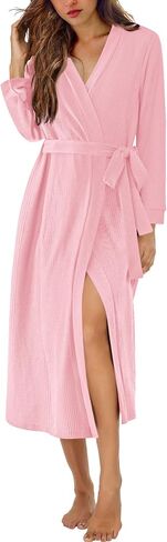 Ekouaer Waffle Robes for Women Long Knit Bathrobe Lightweight Kimono Spa Robe Soft Loungewear with Pockets S-XXL in Saudi Arabia