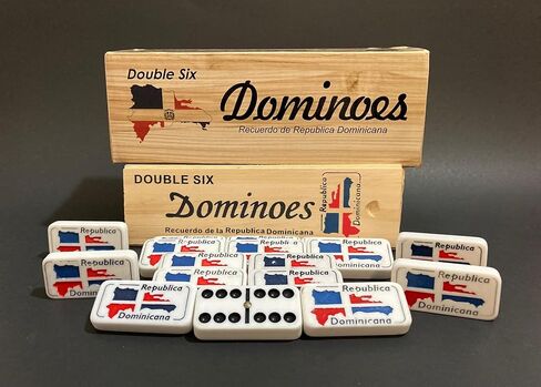 PRK 14 Dominican Republic Dominoes Double Six Novelty Set with Dominican Republic Flag Design - Ideal for Parties 1 Set Domino in Saudi Arabia