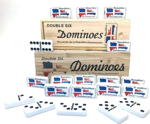 PRK 14 Dominican Republic Dominoes Double Six Novelty Set with Dominican Republic Flag Design - Ideal for Parties 1 Set Domino in Saudi Arabia