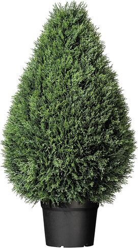 Vickerman 24" Artificial Potted Cedar Teardrop Shaped Bush - Realistic Faux Cedar Topiary Decoration - for Indoor/Outdoor Use - Reliable and Durable in Saudi Arabia