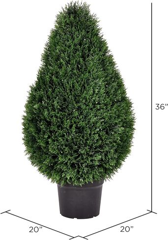 Vickerman 24" Artificial Potted Cedar Teardrop Shaped Bush - Realistic Faux Cedar Topiary Decoration - for Indoor/Outdoor Use - Reliable and Durable in Saudi Arabia