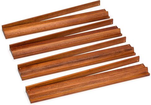 Yellow Mountain Imports Classic Chestnut Color Wooden Mahjong Game Racks with Pushers, 18 Inches - Set of 4 (Includes Magnetically Attached Mahjong Pushers) in Kuwait
