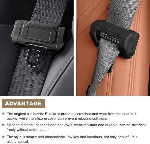 2 PCS Car Seat Belt Buckle Covers, Anti-Scratch Silicone Car Seatbelt Buckle Protector, 7 Color fashion Seat Belt Clips Cover Protector for Car Safety, Car Accessories (Purple) in Kuwait