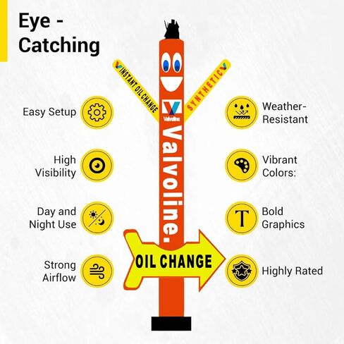 18ft تغيير الزيت راقص الهواء أنبوب قابل للنفخ رجل لافتة للنظر دمية السماء الإعلانية مع تغيير الزيت الفوري والرسومات الاصطناعية مثالية للترقيات والأحداث خدمة السيارات (بدون منفاخ) in Kuwait
