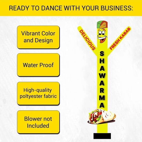 18ft Shawarma Advertising Air Dancer Inflatable - Eye-Catching Tube Man Fresh Kababs Sky Puppet for Food Shops & Outdoor Events - Delicious Wacky Waving Guy Tool Boosting Foot Traffic (Without Blower) in Kuwait