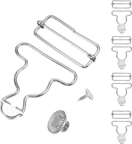 Lusofie 4Set Overall Buckles Replacement Metal Suspender Buckle withAdjustable Tri Glide Slide Buckle and Buttons Clasp in Saudi Arabia