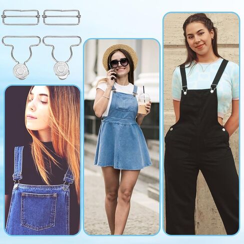 Lusofie 4Set Overall Buckles Replacement Metal Suspender Buckle withAdjustable Tri Glide Slide Buckle and Buttons Clasp in Saudi Arabia