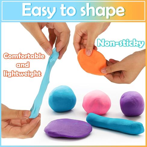 طقم طين جاف بالهواء 24 لونًا، طين تشكيل مع 3 أدوات نحت، طين خفيف للغاية يجف بالهواء، هدية طين رغوي سحري للأطفال والبنات والأولاد والحرف الفنية وهدايا عيد الميلاد (24 لونًا) in Kuwait