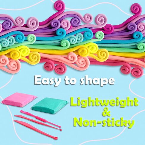 طقم طين جاف بالهواء 24 لونًا، طين تشكيل مع 3 أدوات نحت، طين خفيف للغاية يجف بالهواء، هدية طين رغوي سحري للأطفال والبنات والأولاد والحرف الفنية وهدايا عيد الميلاد (24 لونًا) in Kuwait