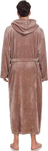 رداء بغطاء للرأس للرجال من VintageClothing مصنوع من الصوف القطيفة، معطف منزلي ناعم منفوش، رداء صالة بطول كامل مع جيوب in Kuwait