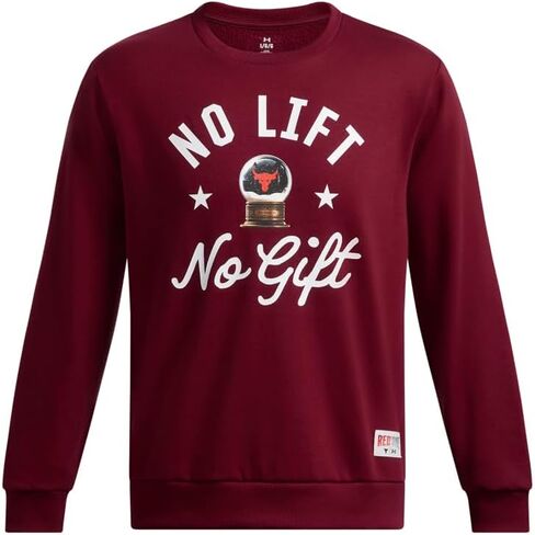 Under Armour Men's Project Rock Red One No Lift No Gift Crew Neck Sweatshirt in Saudi Arabia