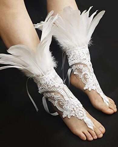 Gothic Black Lace Feather Fingerless Gloves with Long Sleeves Wrist Cuffs Women's Costume Accessory in Kuwait