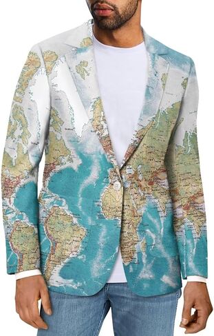 Men's Casual Sport Coat Lightweight One Button Suit Long Sleeve Jackets Novelty Blazer for Wedding Prom Dinner in Kuwait