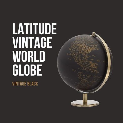 Torre & Tagus Black and Gold Globe for Adults - 8" Rotating Earth Globe Decor on Stand For Home Decor, Office Decoration Desk Globe For Office & Earth Spinning Globe Map Of The World (Black Globe) in Saudi Arabia