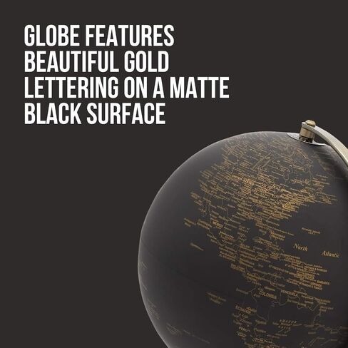 Torre & Tagus Black and Gold Globe for Adults - 8" Rotating Earth Globe Decor on Stand For Home Decor, Office Decoration Desk Globe For Office & Earth Spinning Globe Map Of The World (Black Globe) in Saudi Arabia