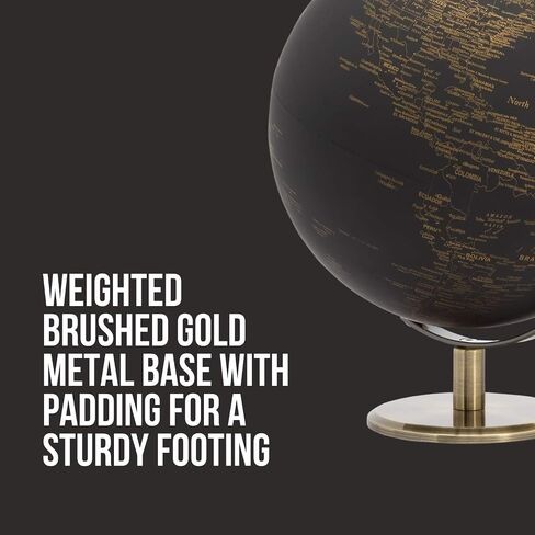 Torre & Tagus Black and Gold Globe for Adults - 8" Rotating Earth Globe Decor on Stand For Home Decor, Office Decoration Desk Globe For Office & Earth Spinning Globe Map Of The World (Black Globe) in Saudi Arabia