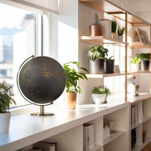 Torre & Tagus Black and Gold Globe for Adults - 8" Rotating Earth Globe Decor on Stand For Home Decor, Office Decoration Desk Globe For Office & Earth Spinning Globe Map Of The World (Black Globe) in Saudi Arabia