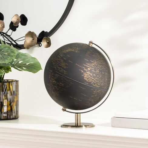 Torre & Tagus Black and Gold Globe for Adults - 8" Rotating Earth Globe Decor on Stand For Home Decor, Office Decoration Desk Globe For Office & Earth Spinning Globe Map Of The World (Black Globe) in Saudi Arabia