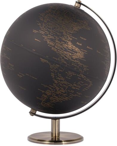 Torre & Tagus Black and Gold Globe for Adults - 8" Rotating Earth Globe Decor on Stand For Home Decor, Office Decoration Desk Globe For Office & Earth Spinning Globe Map Of The World (Black Globe) in Saudi Arabia