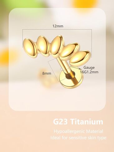 Xpircn Titanium Flat Back Earrings Stud for Conch Helix Tragus Cartilage Piercing Jewelry 16G 8mm Climber Stud Earrings Gold in Saudi Arabia