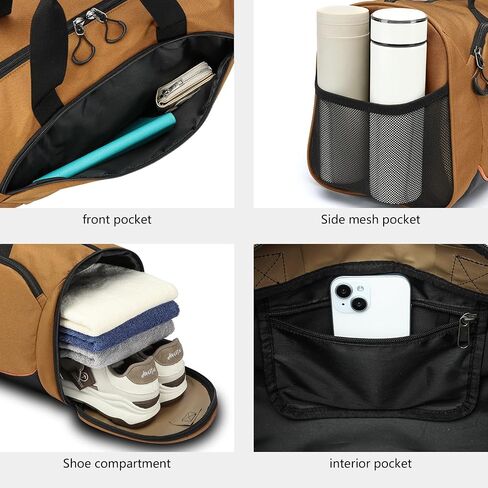 TUGUAN Small Gym Bag for Men with Shoes Compartment & Wet Pocket Lightweight Travel Duffle Bag Weekender Overnight Duffel Bag for Women Sports Gym Tote Fitness Swimming Workout Bag, Black in Saudi Arabia