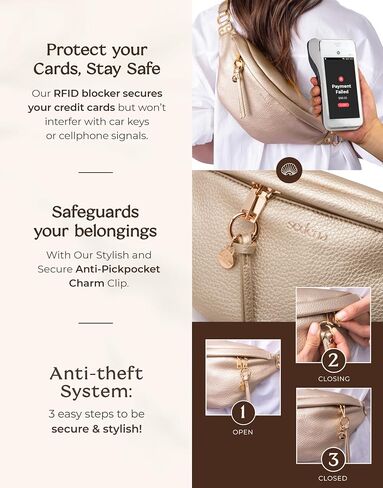 Anti Pickpocket Bag - RFID Crossbody Bag for Travel, Adjustable Strap Multiple Compartments Anti Theft Crossbody Bags for Women Vegan Travel Size Essentials Crossbody Bags for Women Large Size in Saudi Arabia