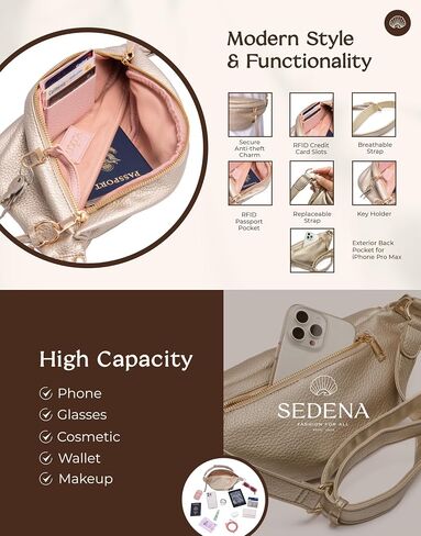 Anti Pickpocket Bag - RFID Crossbody Bag for Travel, Adjustable Strap Multiple Compartments Anti Theft Crossbody Bags for Women Vegan Travel Size Essentials Crossbody Bags for Women Large Size in Saudi Arabia