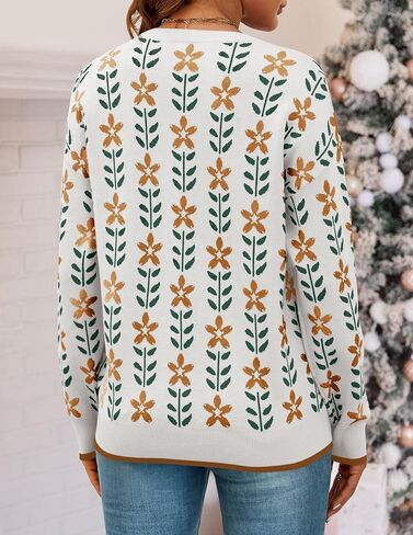 ZESICA Women's Long Sleeve Crewneck Sweater 2024 Fall Printed Cute Oversized Knitted Pullover Tops Trendy Clothes in Saudi Arabia