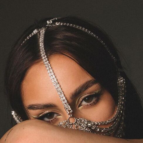 سابق 1920s قناع تنكر حجر الراين رئيس سلسلة الزعنفة متعددة الطبقات شرابة كريستال الوجه أغطية الرأس ملهى ليلي الوجه الشعر مجوهرات خوذة للنساء in Kuwait