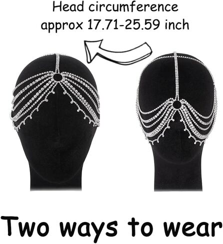 سابق 1920s قناع تنكر حجر الراين رئيس سلسلة الزعنفة متعددة الطبقات شرابة كريستال الوجه أغطية الرأس ملهى ليلي الوجه الشعر مجوهرات خوذة للنساء in Kuwait