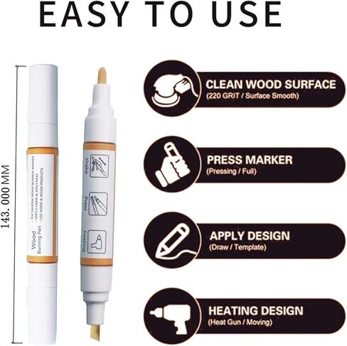 JAJADO 2 قطعة من صانع حرق الخشب، قلم حرق الخشب المنشط بالحرارة للاستنسل، أداة حرق الخشب بدقة وسهولة حرق التصميمات على الخشب، القماش، الدنيم، مشروع فني للرسم الخشبي بنفسك in Kuwait