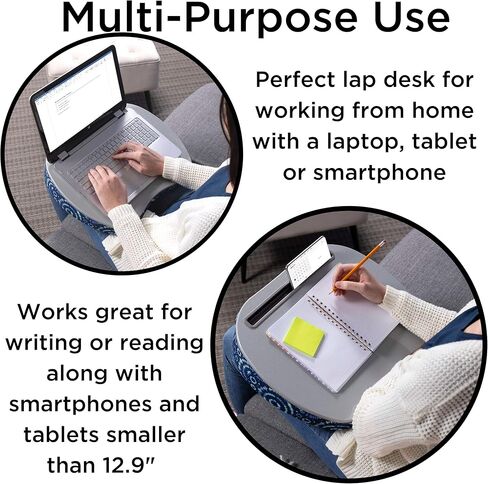 مكتب لاب توب من بيردروك هوم مع وسادة وسادة | فتحة الجهاز اللوحي | يناسب أجهزة الكمبيوتر المحمولة حتى 15 بوصة | الأجهزة اللوحية حتى 9.6 بوصة | نمط Tiedye Sunburst الأزرق | كمبيوتر محمول وطاولة للكتابة | العمل من المنزل in Kuwait