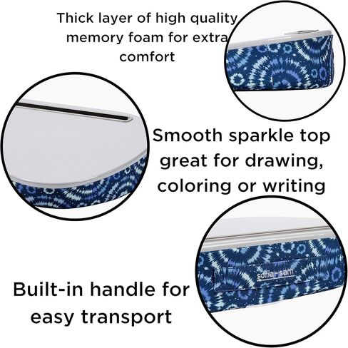 مكتب لاب توب من بيردروك هوم مع وسادة وسادة | فتحة الجهاز اللوحي | يناسب أجهزة الكمبيوتر المحمولة حتى 15 بوصة | الأجهزة اللوحية حتى 9.6 بوصة | نمط Tiedye Sunburst الأزرق | كمبيوتر محمول وطاولة للكتابة | العمل من المنزل in Kuwait