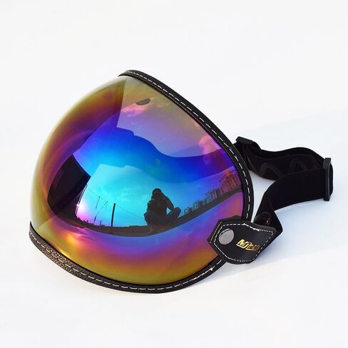 Universal Open Face 3/4 Helmet Visor Lens Bubble Motorcycle Windshield Capacete Lens Vintage Motorbike Helmet Goggles (Clear) in Kuwait
