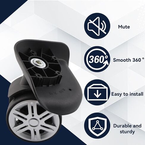 Luggage Suitcase Wheels, 1 Pair Trunk Wheels Luggage Wheel Spare Part Universal Wheel Replacement Suitcase Wheel Repair Replacement Mute Wheels for Luggage Suitcase Trolley in Saudi Arabia