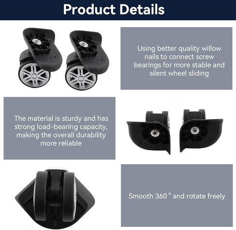 Luggage Suitcase Wheels, 1 Pair Trunk Wheels Luggage Wheel Spare Part Universal Wheel Replacement Suitcase Wheel Repair Replacement Mute Wheels for Luggage Suitcase Trolley in Saudi Arabia