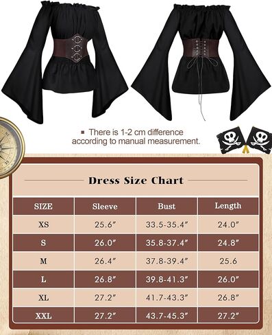 Womens Pirate Costume Accessories Set Renaissance Pirate Costume Adult Pirate Head Scarf Hat Eyepatch for Women in Kuwait