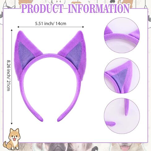 Kavoc 3 Pcs Smile Purple Cat Custome Set Include Plush Purple Headband Tie and Golden Pendant Moon Necklace for Halloween Cartoon Character Role Play Supplies in Saudi Arabia