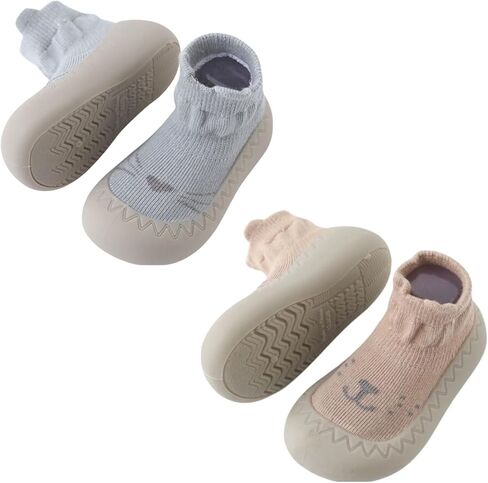 Baby Non-skid Sock Shoes Toddler Non Slip First Walking Shoes Infant Indoor Floor Slipper Sneaker 1/2 Pairs in Saudi Arabia
