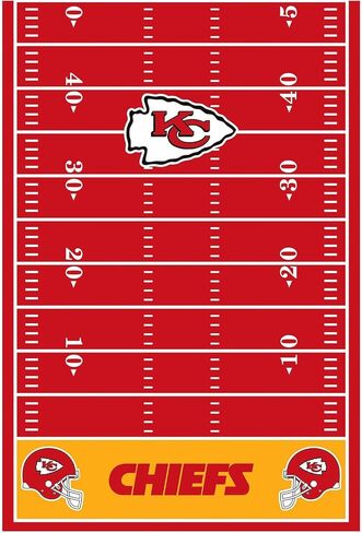 غطاء طاولة بلاستيكي مطبوع بالكامل من Kansas City Chiefs - مقاس 54 بوصة × 96 بوصة (قطعة واحدة) - تصميم نابض بالحياة ومواد بلاستيكية متينة - مثالي لحفلات ومناسبات يوم الألعاب in Saudi Arabia