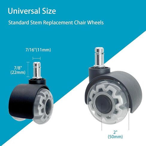 Office Chair Wheels - 2 Inch Roller Blade Wheels Office Chairs Heavy Duty Replacement Wheels for Office Chair, Set of 5 in Saudi Arabia