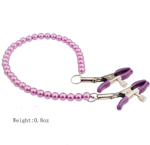 Nipple Clamp Pearl Chains Weighted Nipple Clamps Adjustable Pressure Body Chains Stainless Steel Nipple Clips for Women Non Piercing Body Jewelry for Women Faux Body Jewelry in Saudi Arabia