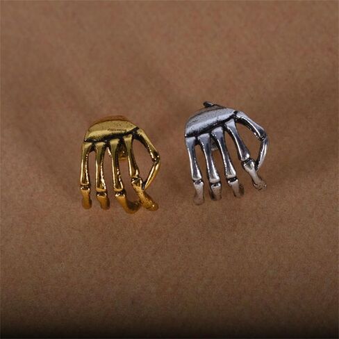 Dreuyet 4 Pairs Skeleton Hand Ear Cuffs for Women Personalized Punk Skull Ear Cuffs Clip Earrings Gothic Finger Hand Cuff Earrings Halloween Costume Party Exaggeration Accessories in Kuwait