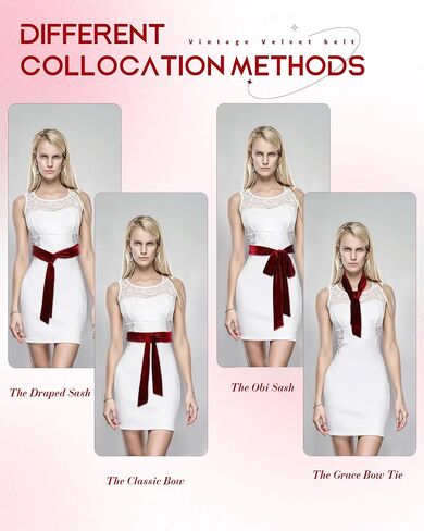 Geyoga Women Velvet Sash Belt Dress Sash Tie Waist Belt Skinny Neck Scarf Wedding Special Occasion Prom Formal in Saudi Arabia