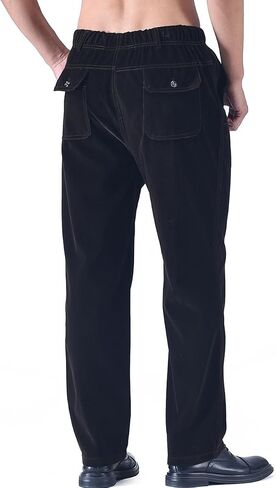 Zoulee New Men's Elastic Waist Zip Fly with Button Closure Classic-Fit Corduroy Pants in Kuwait