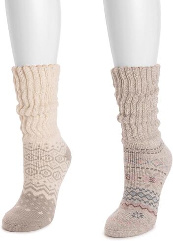 MUK LUKS Women's Slouch Heat Retainer Sock (2 Pair Pack) in Saudi Arabia