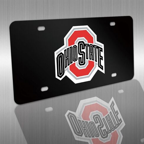 Aluminum Matte Black License Plate Cover for Ohio State Buckeyes,Protect and Personalize Your for OSU License Plate, Screws Included in Saudi Arabia