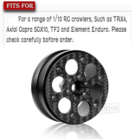 عجلات RC 1.9 بوصة من Beadlock لوحة أمامية من ألياف الكربون خفيفة الوزن للغاية لسيارة 1/10 TRX4 TRX6 Axial SCX10 I II III 90046 AXI03007 Capra RC Crawler Car (أسود-B) in Saudi Arabia