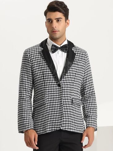 Lars Amadeus Houndstooth Print Blazer for Men's Slim Fit Notched Collared Plaid Sports Coat in Saudi Arabia