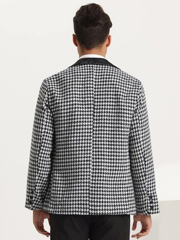 Lars Amadeus Houndstooth Print Blazer for Men's Slim Fit Notched Collared Plaid Sports Coat in Saudi Arabia